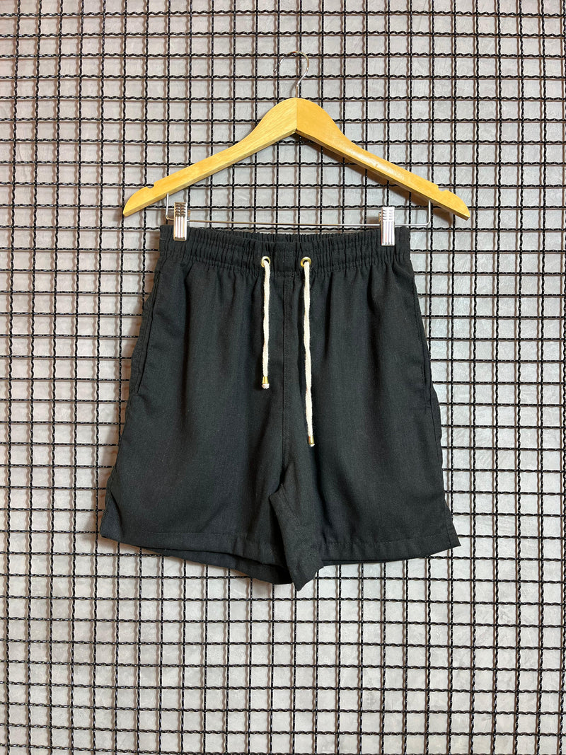 Short Linho Básico Liso Preto