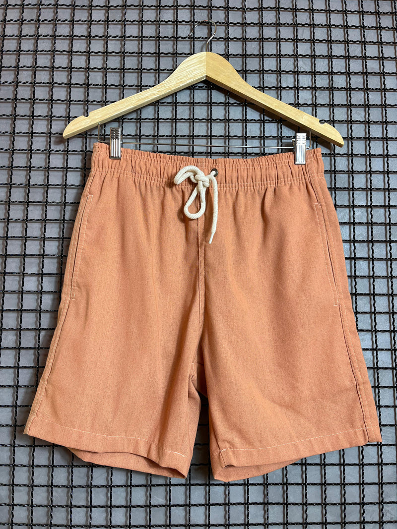 Short Linho Básico Liso Bege